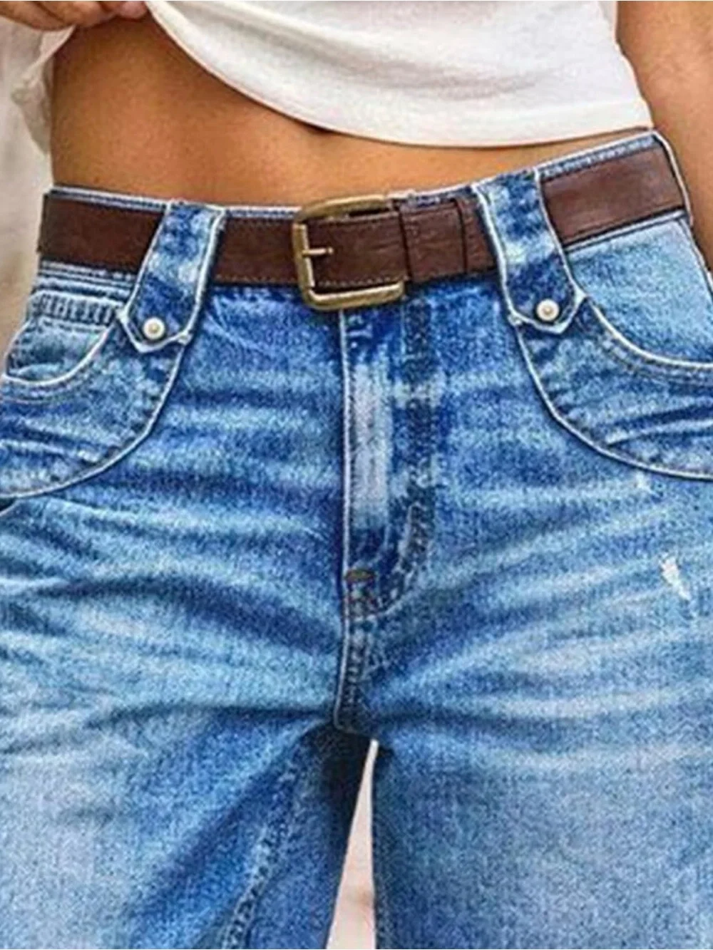 Flamingals Mid Rise Keen Length Bermuda stretchy Denim Shorts 4XL FG30-26